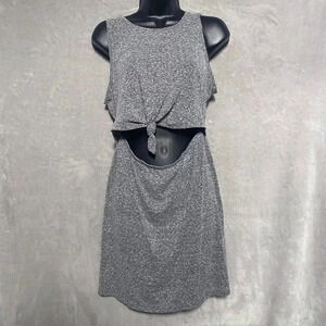 Women Aerie Cut Out Dress Grey Small Petite Casual Dress Mid Length